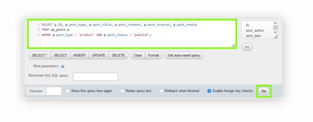 Executing a SELECT SQL query.