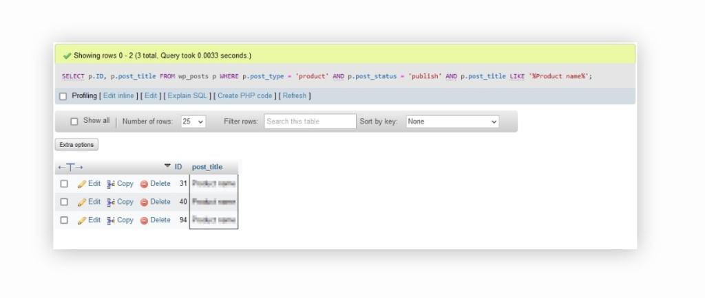 he output of the searching and filtering SQL query using LIKE.