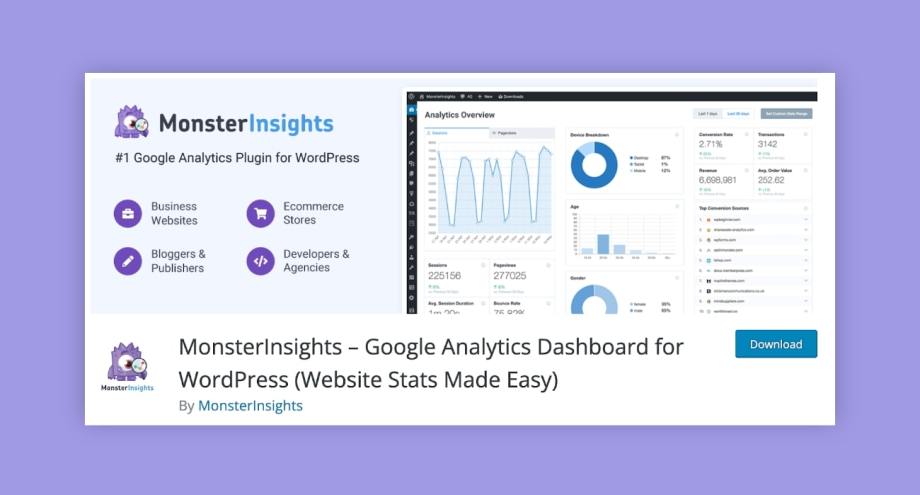 MonsterInsights reporting plugin for WordPress