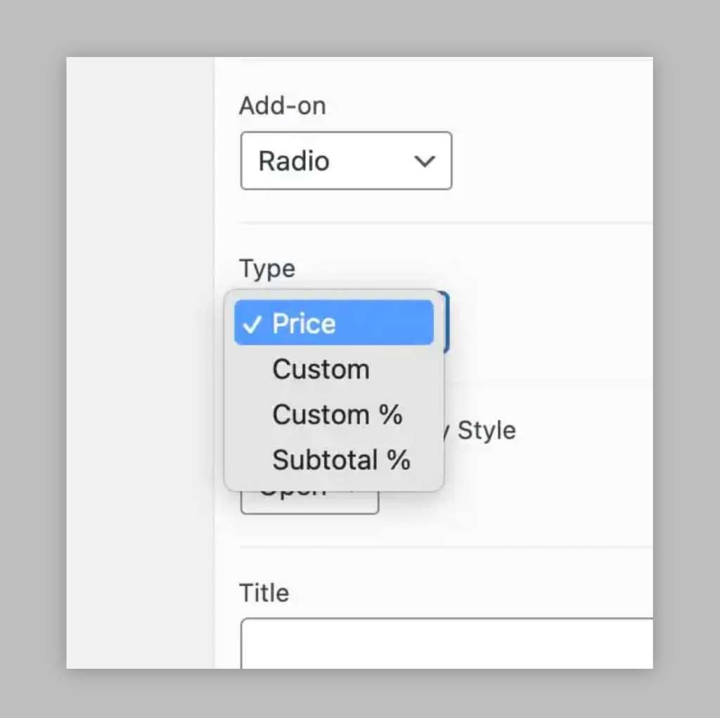 Select the pricing option for your new add-on with Product Manager Add-ons
