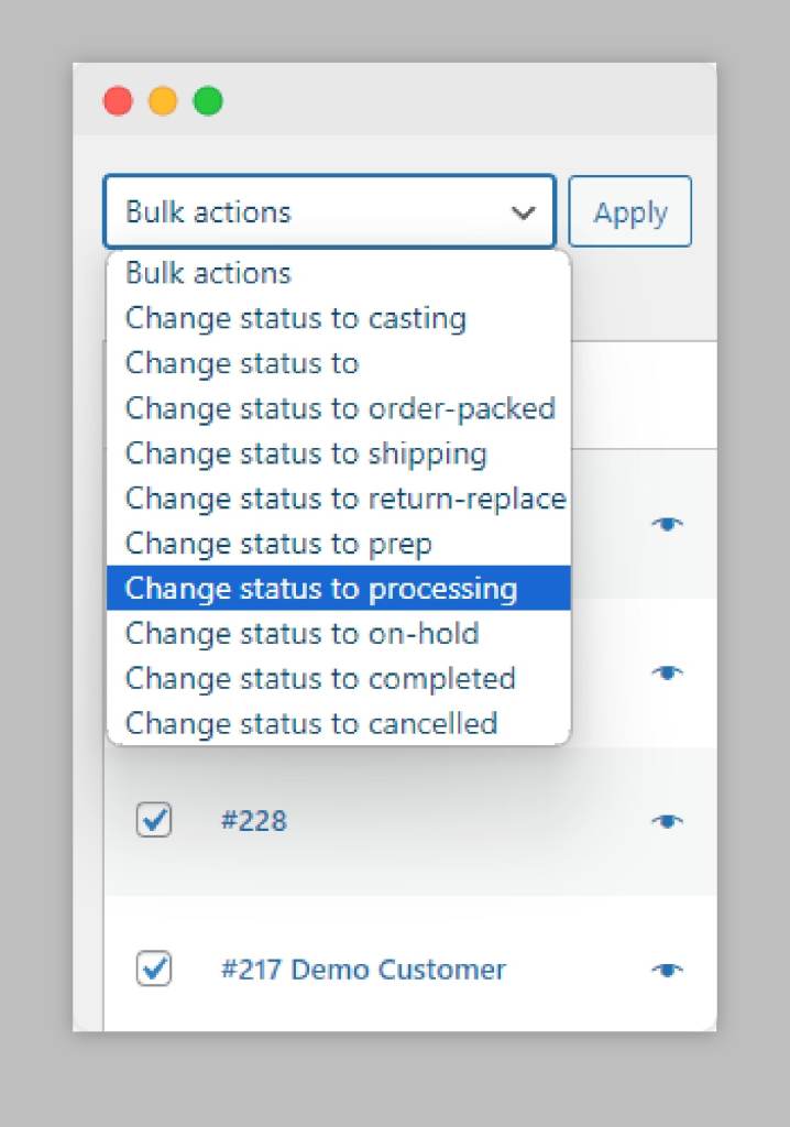 Cambiar el estado de los pedidos de WooCommerce de forma masiva.