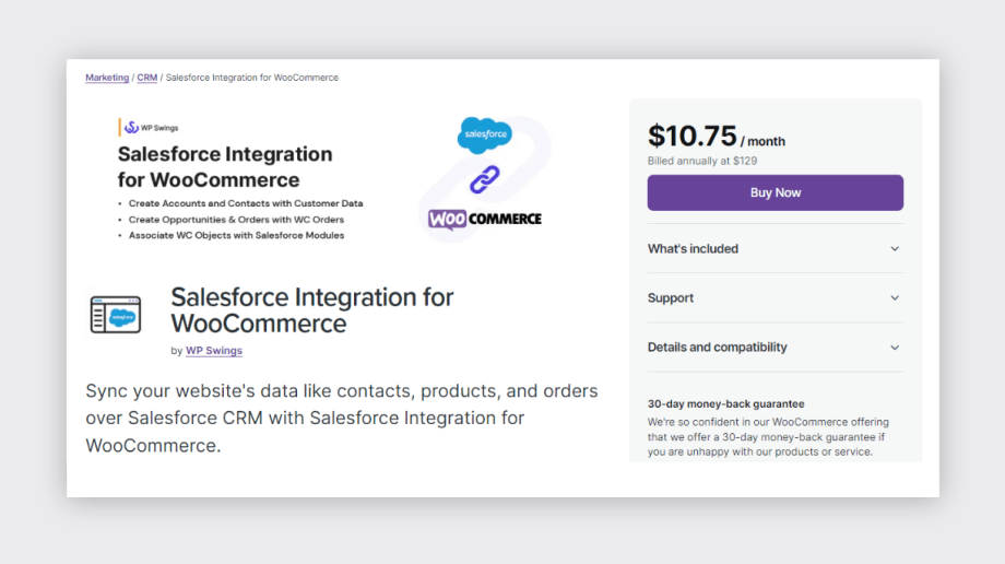 Salesforce Integration for WooCommerce by WP Swings.