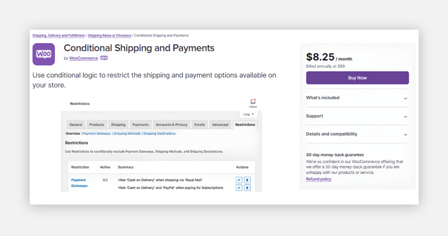 Conditional Shipping and Payments.