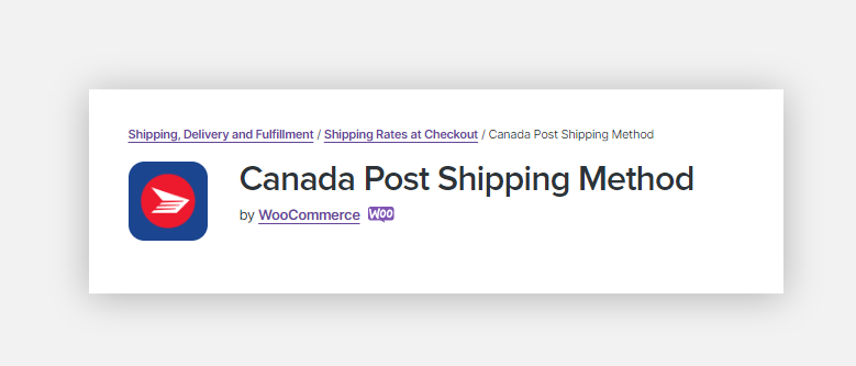 Canada Post Shipping Method.