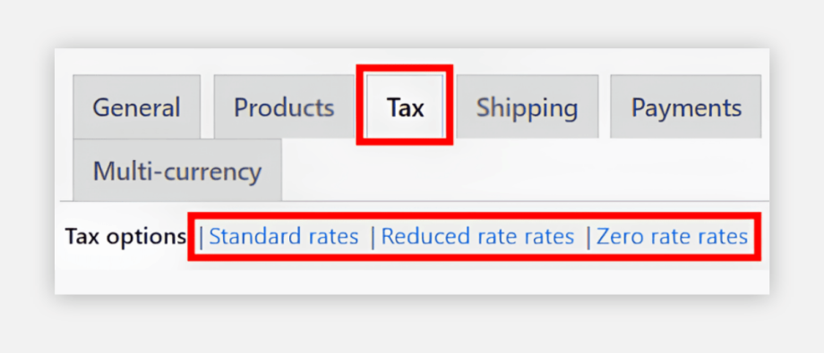 Other categories for setting different tax rates for different products or regions