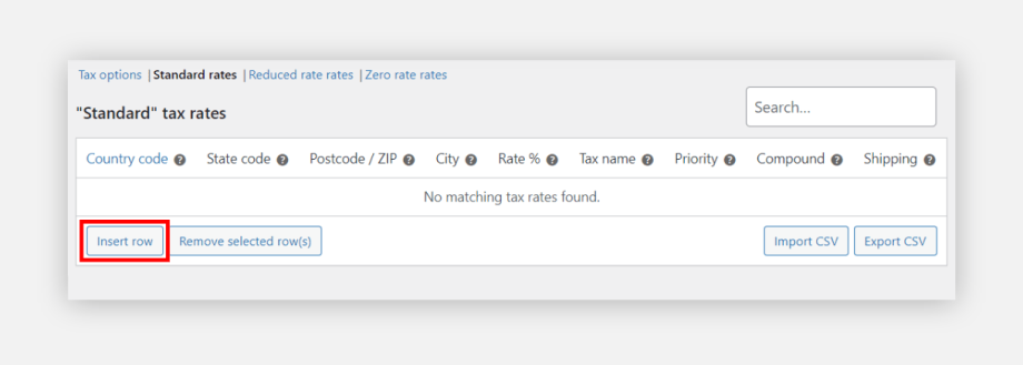 Adding new tax rates in WooCommerce.