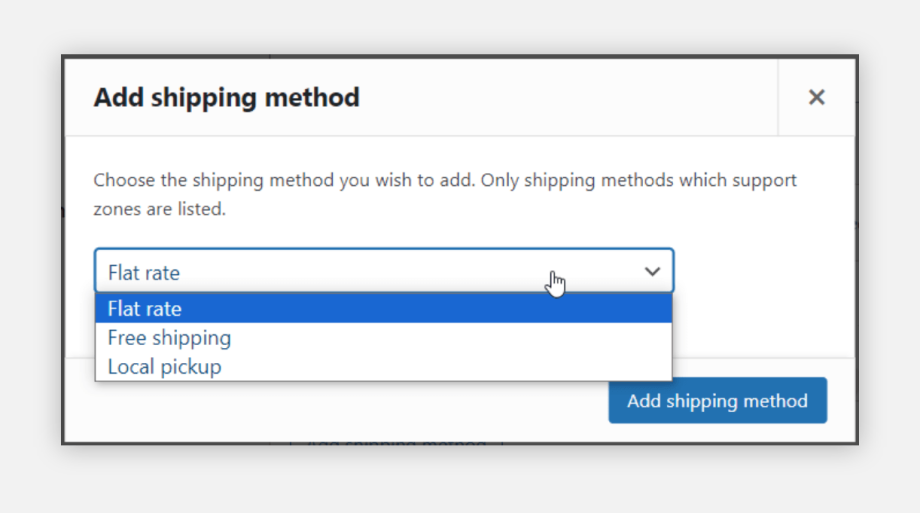 Adding shipping method in WooCommerce.