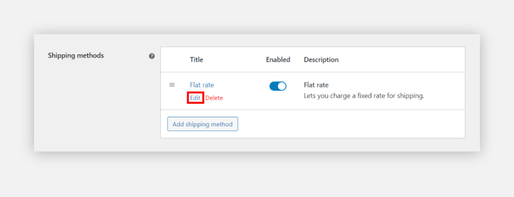 Editing shipping methods.