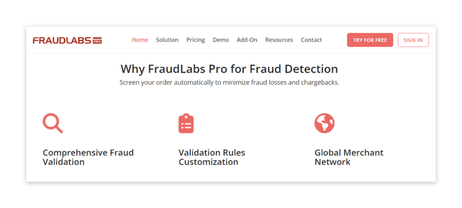 Fraud Labs Pro for WooCommerce.