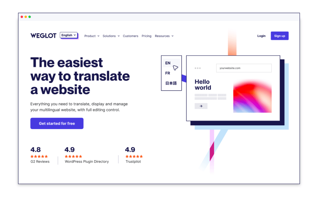 Weglot homepage