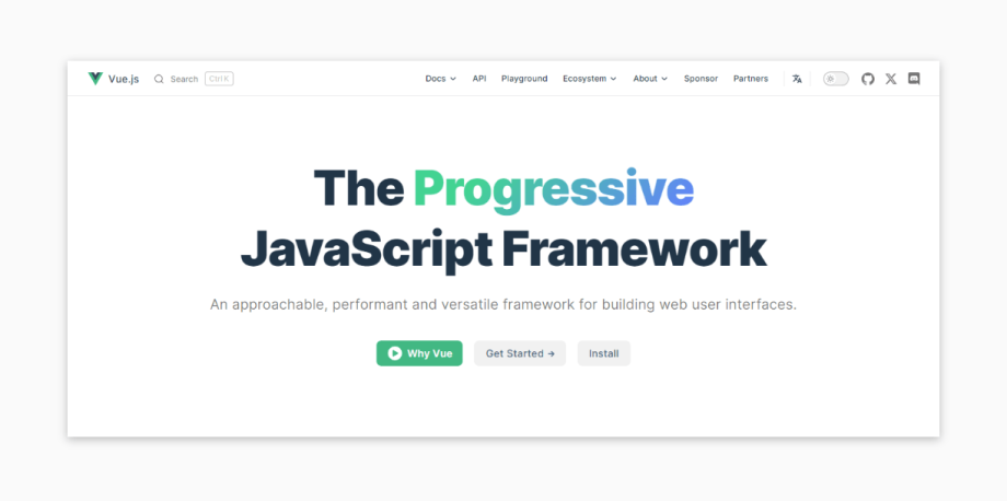 Vue.js – the progressive JavaScript framework.