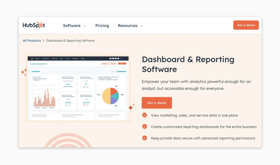 Hubspot Reporting CRM and analytics tool for WordPress