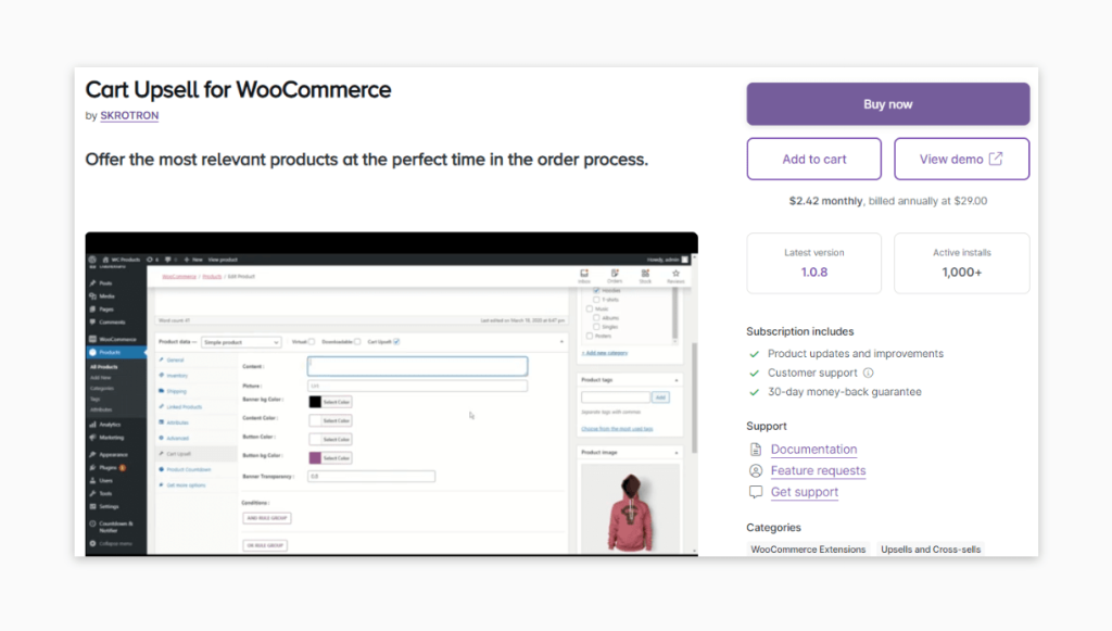 The Cart Upsell for WooCommerce plugin.