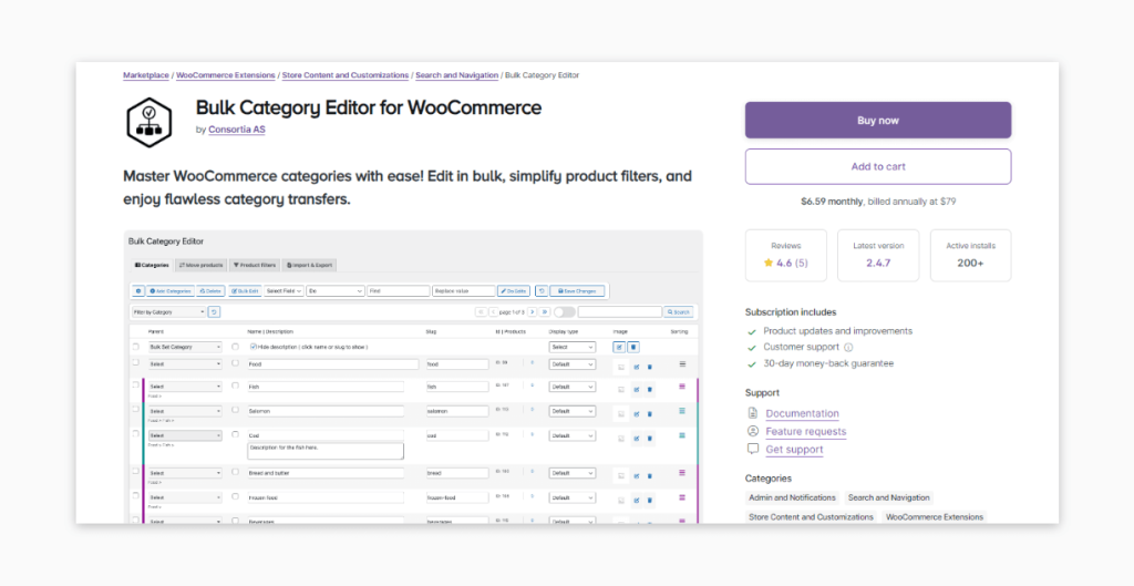 The ELEX Advanced WooCommerce Bulk Edit Products, Prices & Attributes plugin page.